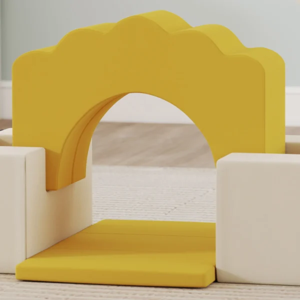 7 teiliges Kinder Schaumstoff Bausteine Für Kinder Mit Abnehmbarem Bezug, Indoor Kletter Und Krabbelspielzeug, Gelb