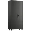 Aktenschrank, Abschließbar Metallschrank Mit Rollen, 5 Verstellbaren Ablagen, Aus Stahl, 80 X 40 X 180 Cm Schwarz