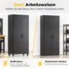 Aktenschrank, Abschließbar Metallschrank Mit Rollen, 5 Verstellbaren Ablagen, Aus Stahl, 80 X 40 X 180 Cm Schwarz