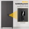 Aktenschrank, Abschließbar Metallschrank Mit Rollen, 5 Verstellbaren Ablagen, Aus Stahl, 80 X 40 X 180 Cm Schwarz