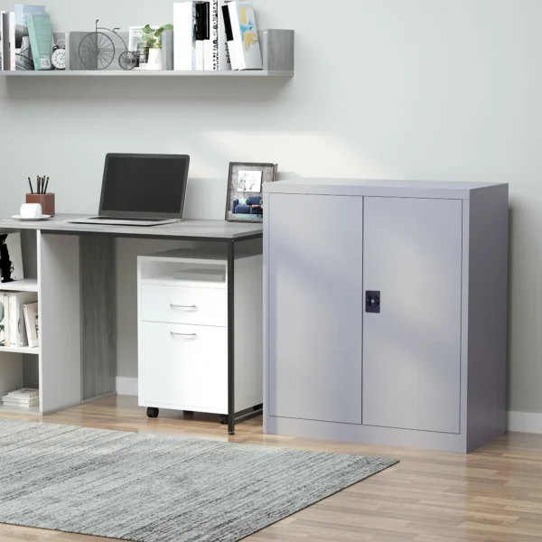 Aktenschrank Stahlschrank Mehrzweckschrank Mit Verstellbarem Regal Und Schloss Für Arbeitszimmer Wohnzimmer Grau