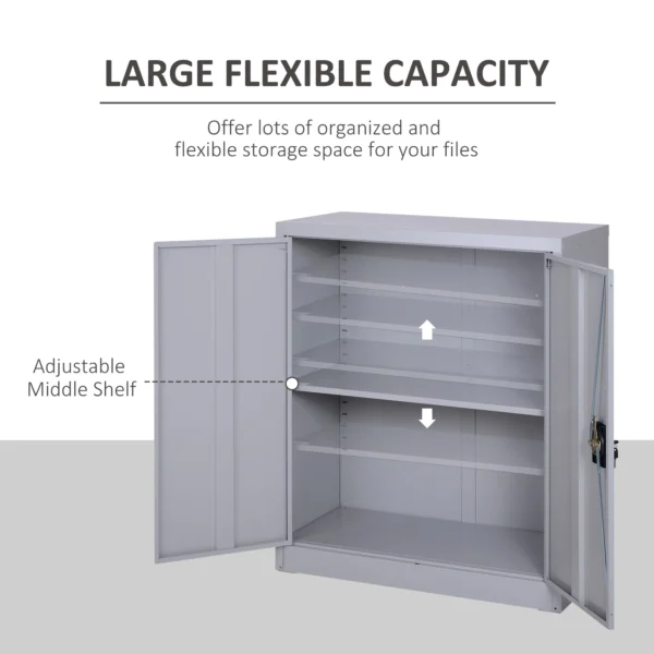 Aktenschrank Stahlschrank Mehrzweckschrank Mit Verstellbarem Regal Und Schloss Für Arbeitszimmer Wohnzimmer Grau