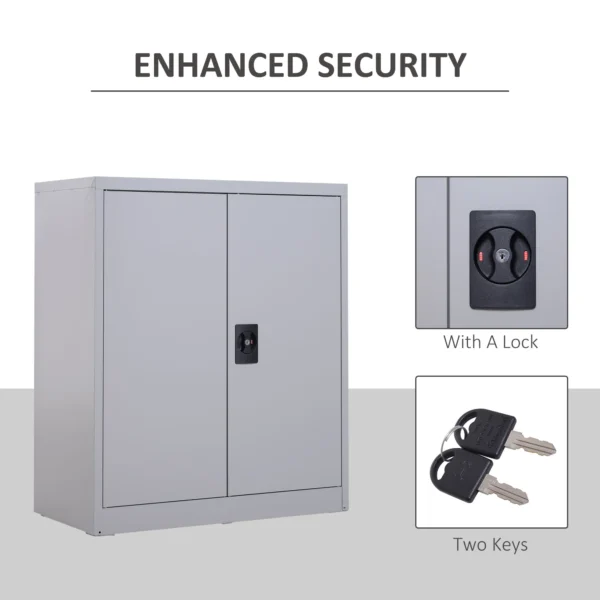 Aktenschrank Stahlschrank Mehrzweckschrank Mit Verstellbarem Regal Und Schloss Für Arbeitszimmer Wohnzimmer Grau