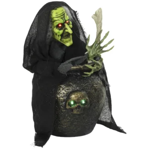 Animierte Halloween Tischhexe Mit Lachsound, Leuchtenden Augen Und Sound /Touch Aktivierung