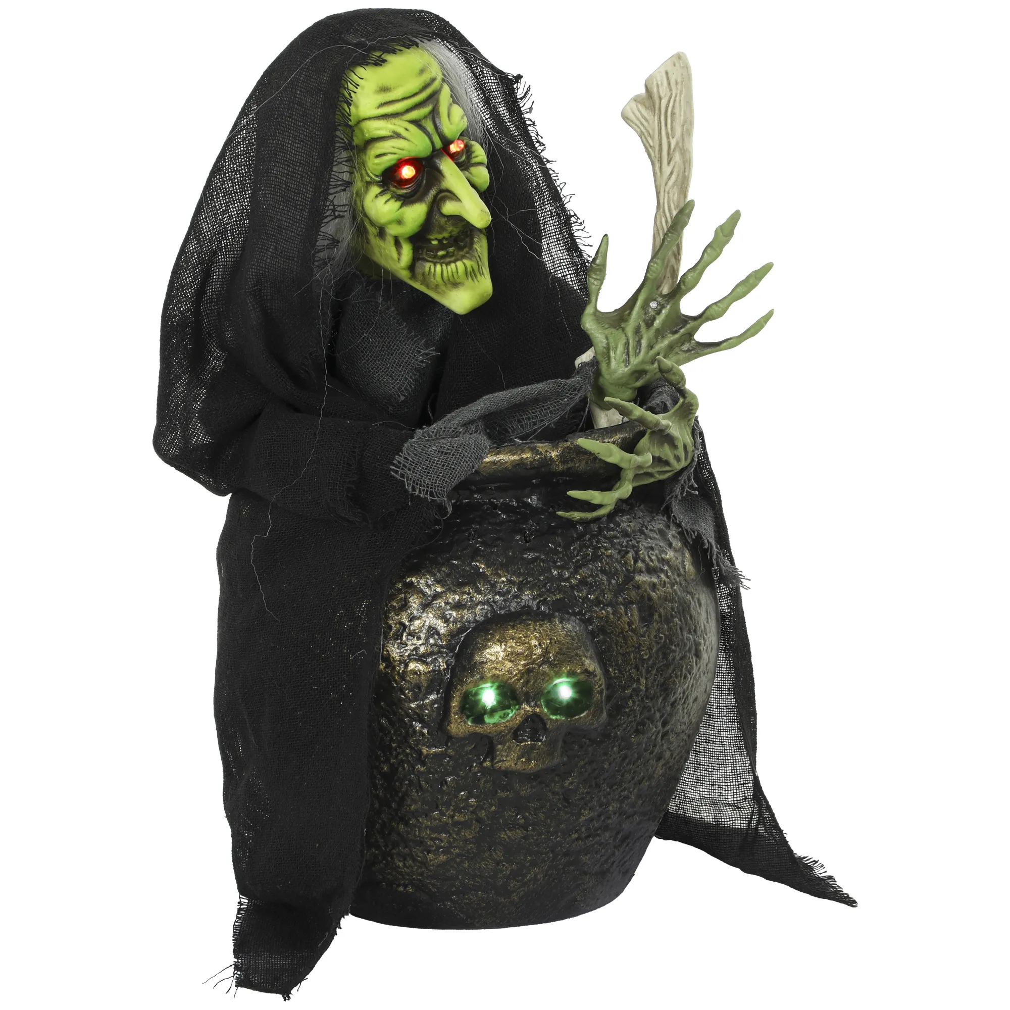 Animierte Halloween-Tischhexe Mit Lachsound, Leuchtenden Augen Und Sound-/Touch-Aktivierung
