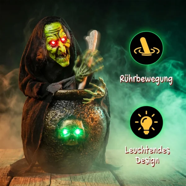 Animierte Halloween Tischhexe Mit Lachsound, Leuchtenden Augen Und Sound /Touch Aktivierung
