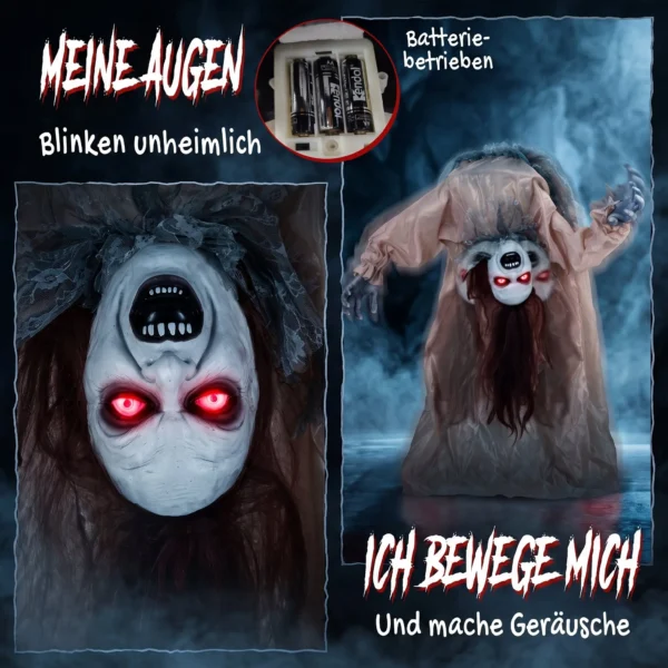 Animierter Halloween Geist Mit Gruseligen Schreien, Leuchtenden Augen, Per Geräusch/Berührung Aktiviert