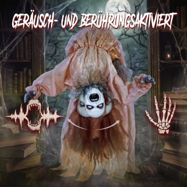 Animierter Halloween Geist Mit Gruseligen Schreien, Leuchtenden Augen, Per Geräusch/Berührung Aktiviert
