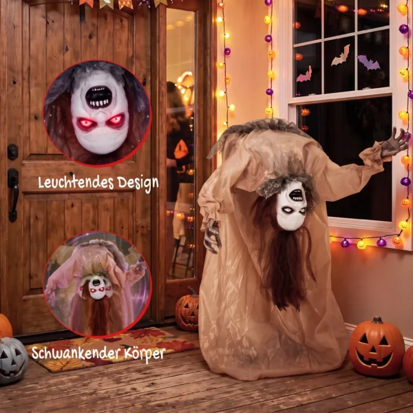 Animierter Halloween Geist Mit Gruseligen Schreien, Leuchtenden Augen, Per Geräusch/Berührung Aktiviert