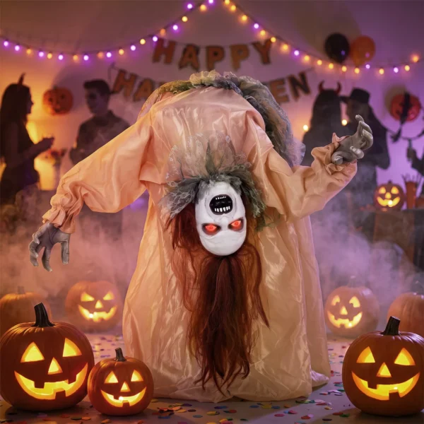 Animierter Halloween Geist Mit Gruseligen Schreien, Leuchtenden Augen, Per Geräusch/Berührung Aktiviert