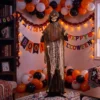 Animierter Sensenmann, 170 Cm, Lebensgroße Halloween Animatronic Mit Beweglichen Händen/Kopf, Leuchtenden Augen Und Gruselsound