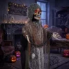 Animierter Sensenmann, 170 Cm, Lebensgroße Halloween Animatronic Mit Beweglichen Händen/Kopf, Leuchtenden Augen Und Gruselsound