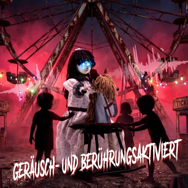 Animiertes Halloween Mädchen Auf Schaukelpferd Mit Gruseligen Reimen, Leuchtenden Augen Und Sound /Touch Aktivierung