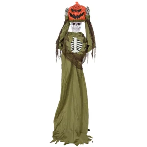 Animiertes Pop up Kürbis Skelett, 173 Cm, Gruselige Halloween Deko Mit Licht Sowie Sound Und Berührungsaktivierung