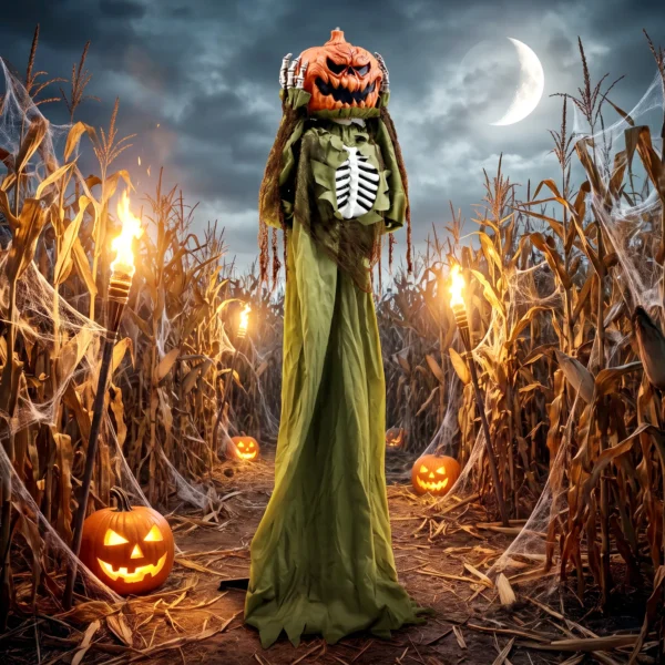 Animiertes Pop up Kürbis Skelett, 173 Cm, Gruselige Halloween Deko Mit Licht Sowie Sound Und Berührungsaktivierung