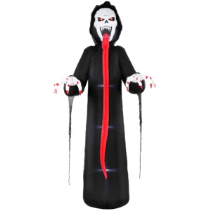 Aufblasbares Halloween Skelett, 310 Cm, Mit Integrierten LED Lichtern, Gruselige Deko Für Innen Und Außenbereich