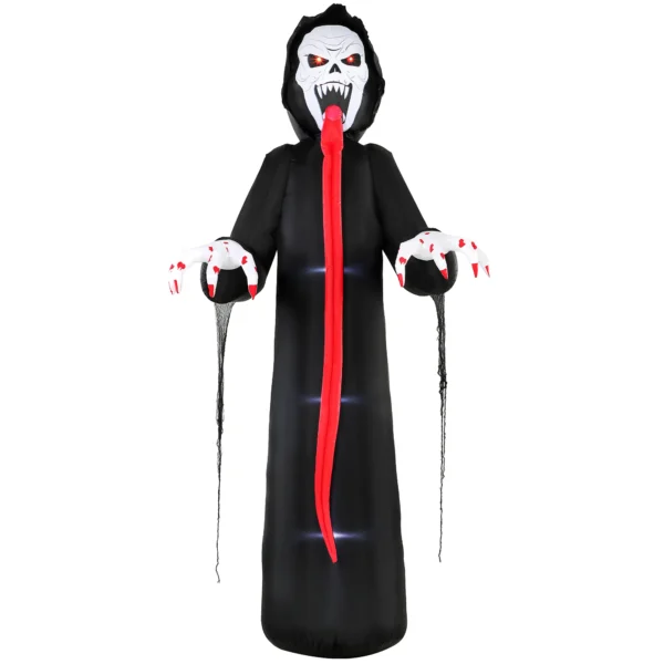 Aufblasbares Halloween Skelett, 310 Cm, Mit Integrierten LED Lichtern, Gruselige Deko Für Innen Und Außenbereich