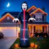 Aufblasbares Halloween Skelett, 310 Cm, Mit Integrierten LED Lichtern, Gruselige Deko Für Innen Und Außenbereich