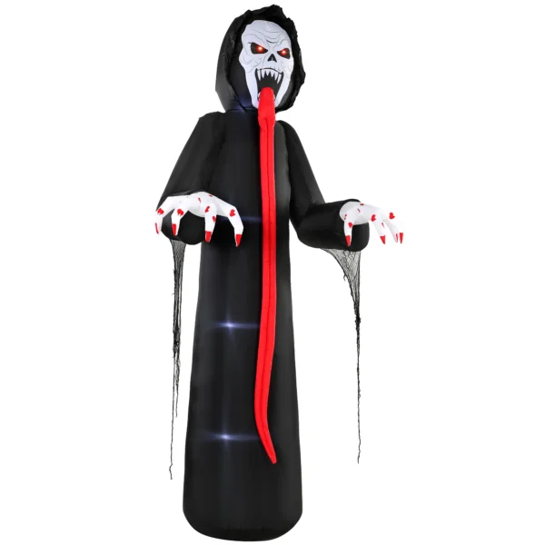 Aufblasbares Halloween Skelett, 310 Cm, Mit Integrierten LED Lichtern, Gruselige Deko Für Innen Und Außenbereich