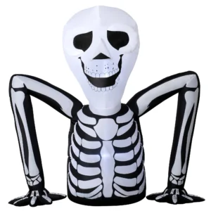 Aufblasbares Halloween Skelett, Aus Dem Boden Kriechend, Mit LED Lichtern, Gruselige Deko Für Innen Und Außenbereich