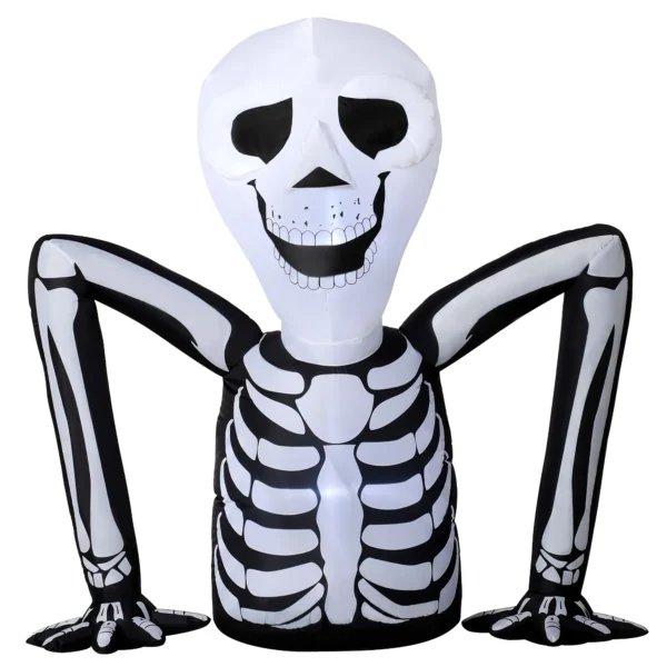 Aufblasbares Halloween Skelett, Aus Dem Boden Kriechend, Mit LED Lichtern, Gruselige Deko Für Innen Und Außenbereich