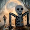 Aufblasbares Halloween Skelett, Aus Dem Boden Kriechend, Mit LED Lichtern, Gruselige Deko Für Innen Und Außenbereich