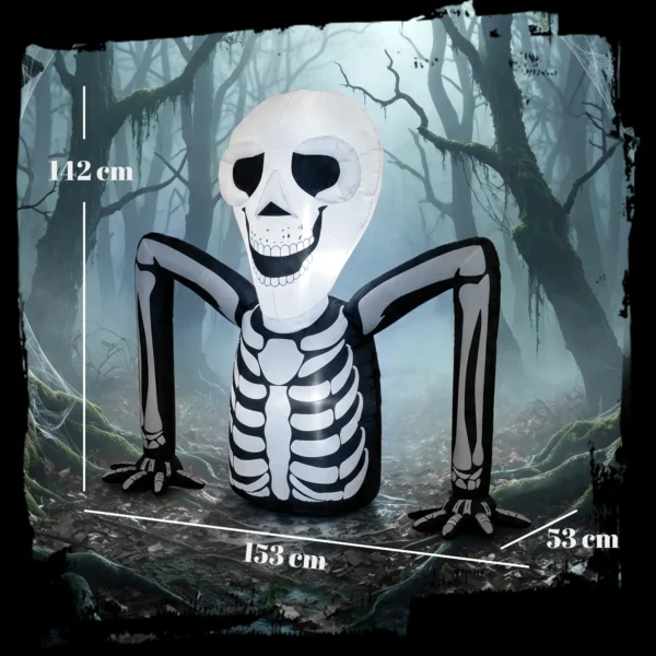 Aufblasbares Halloween Skelett, Aus Dem Boden Kriechend, Mit LED Lichtern, Gruselige Deko Für Innen Und Außenbereich