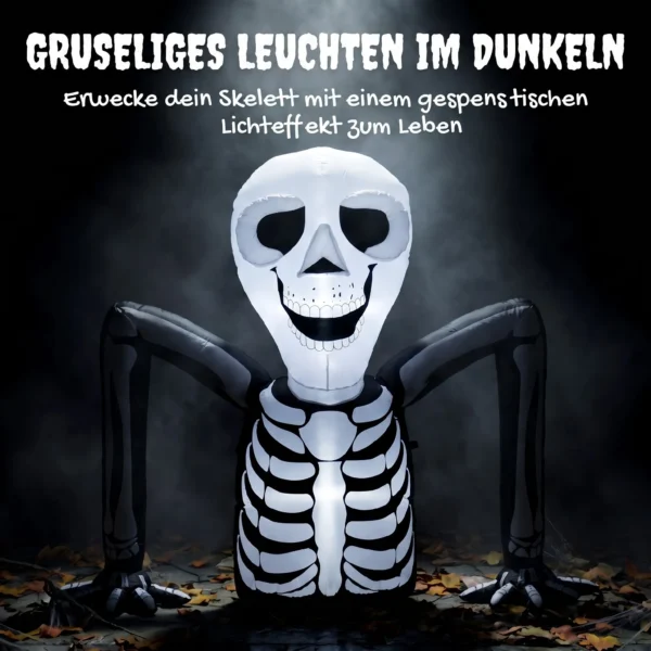 Aufblasbares Halloween Skelett, Aus Dem Boden Kriechend, Mit LED Lichtern, Gruselige Deko Für Innen Und Außenbereich