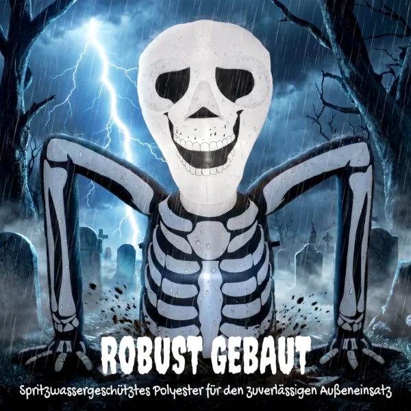 Aufblasbares Halloween Skelett, Aus Dem Boden Kriechend, Mit LED Lichtern, Gruselige Deko Für Innen Und Außenbereich