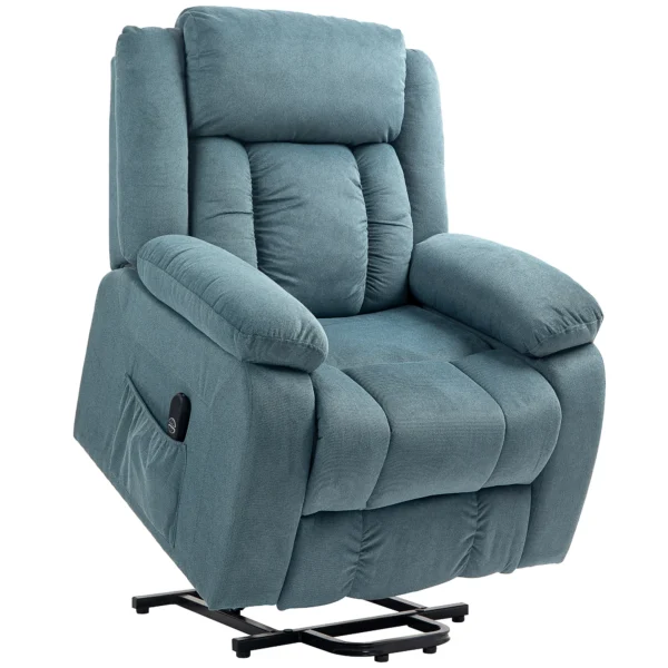 Aufstehsessel Mit Weichem Bezug, Recliner Sessel Mit Fernbedienung Und Seitentaschen, Blau