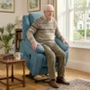 Aufstehsessel Mit Weichem Bezug, Recliner Sessel Mit Fernbedienung Und Seitentaschen, Blau