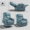 Aufstehsessel Mit Weichem Bezug, Recliner Sessel Mit Fernbedienung Und Seitentaschen, Blau