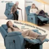 Aufstehsessel Mit Weichem Bezug, Recliner Sessel Mit Fernbedienung Und Seitentaschen, Blau