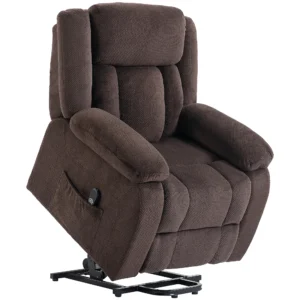 Aufstehsessel Mit Weichem Bezug, Recliner Sessel Mit Fernbedienung Und Seitentaschen, Braun