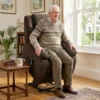 Aufstehsessel Mit Weichem Bezug, Recliner Sessel Mit Fernbedienung Und Seitentaschen, Braun