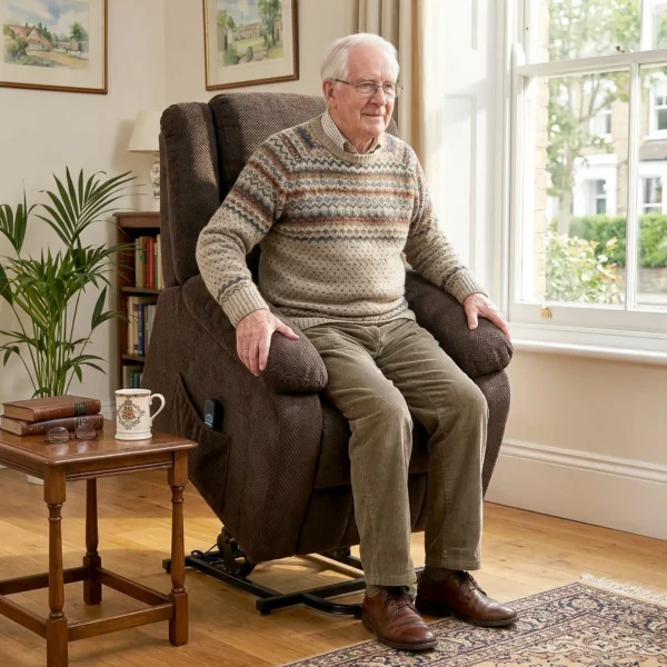 Aufstehsessel Mit Weichem Bezug, Recliner Sessel Mit Fernbedienung Und Seitentaschen, Braun