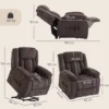 Aufstehsessel Mit Weichem Bezug, Recliner Sessel Mit Fernbedienung Und Seitentaschen, Braun