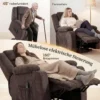 Aufstehsessel Mit Weichem Bezug, Recliner Sessel Mit Fernbedienung Und Seitentaschen, Braun