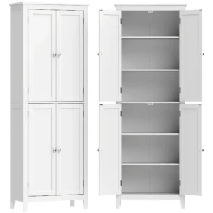Badezimmerschrank 170 Cm Hoch, Schmaler Freistehender Badschrank Mit Verstellbaren Einlegeböden, Für Waschküche