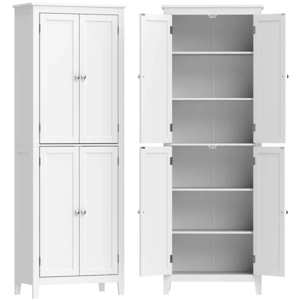 Badezimmerschrank 170 Cm Hoch, Schmaler Freistehender Badschrank Mit Verstellbaren Einlegeböden, Für Waschküche