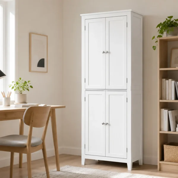 Badezimmerschrank 170 Cm Hoch, Schmaler Freistehender Badschrank Mit Verstellbaren Einlegeböden, Für Waschküche