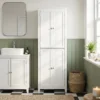 Badezimmerschrank 170 Cm Hoch, Schmaler Freistehender Badschrank Mit Verstellbaren Einlegeböden, Für Waschküche