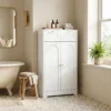 Badkamerkast Smalle Badkast Met 2 Lades, Verstelbare Plank 60 X 30 X 108 Cm Wit