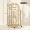 Bamboe Kledingrek Op Wielen, Compact, Met Hangers, Hangstangen, Opbergruimte En Onderste Plank, Eikenhout Look