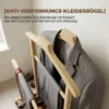 Bamboe Kledingrek Op Wielen, Compact, Met Hangers, Hangstangen, Opbergruimte En Onderste Plank, Eikenhout Look