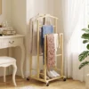 Bamboe Kledingrek Op Wielen, Compact, Met Hangers, Hangstangen, Opbergruimte En Onderste Plank, Eikenhout Look