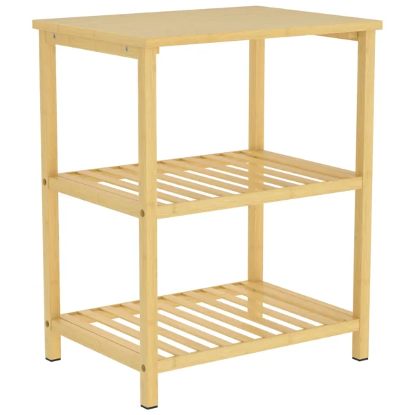 Bijzettafel Van Bamboe, 3 Niveaus Met Lamellenbodems, Voor Kleine Ruimtes, Woonkamer & Slaapkamer, Natuur