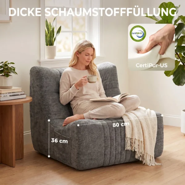 Bodemstoel Met Rugleuning, Frameless Gamingstoel Voor Volwassenen Met Zijzakken, Voor Woonkamer En Slaapkamer