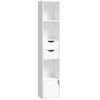 Boekenkast Met 2 Lades, Smalle Boekenkast Met 3 Open Schappen, Voor Kantoor, Slaapkamer 30x24x158cm Wit