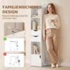 Boekenkast Met 2 Lades, Smalle Boekenkast Met 3 Open Schappen, Voor Kantoor, Slaapkamer 30x24x158cm Wit